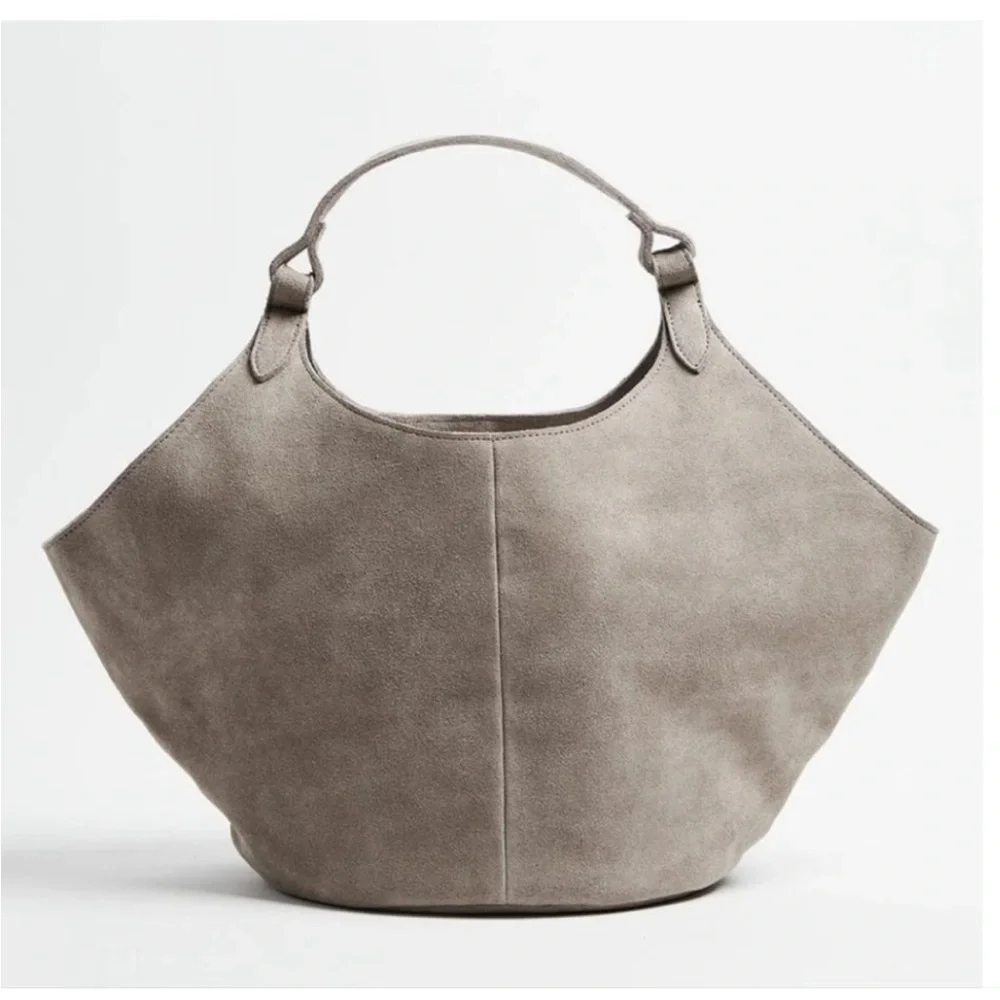 M.I.L.A stone Gray Suede shoulder Bag